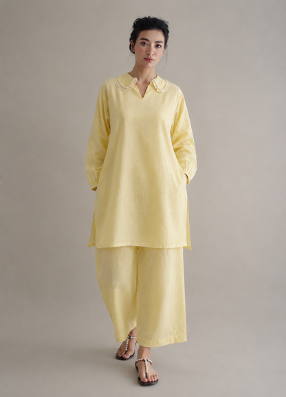 Women Yellow Lace Embroidered Kurta Set