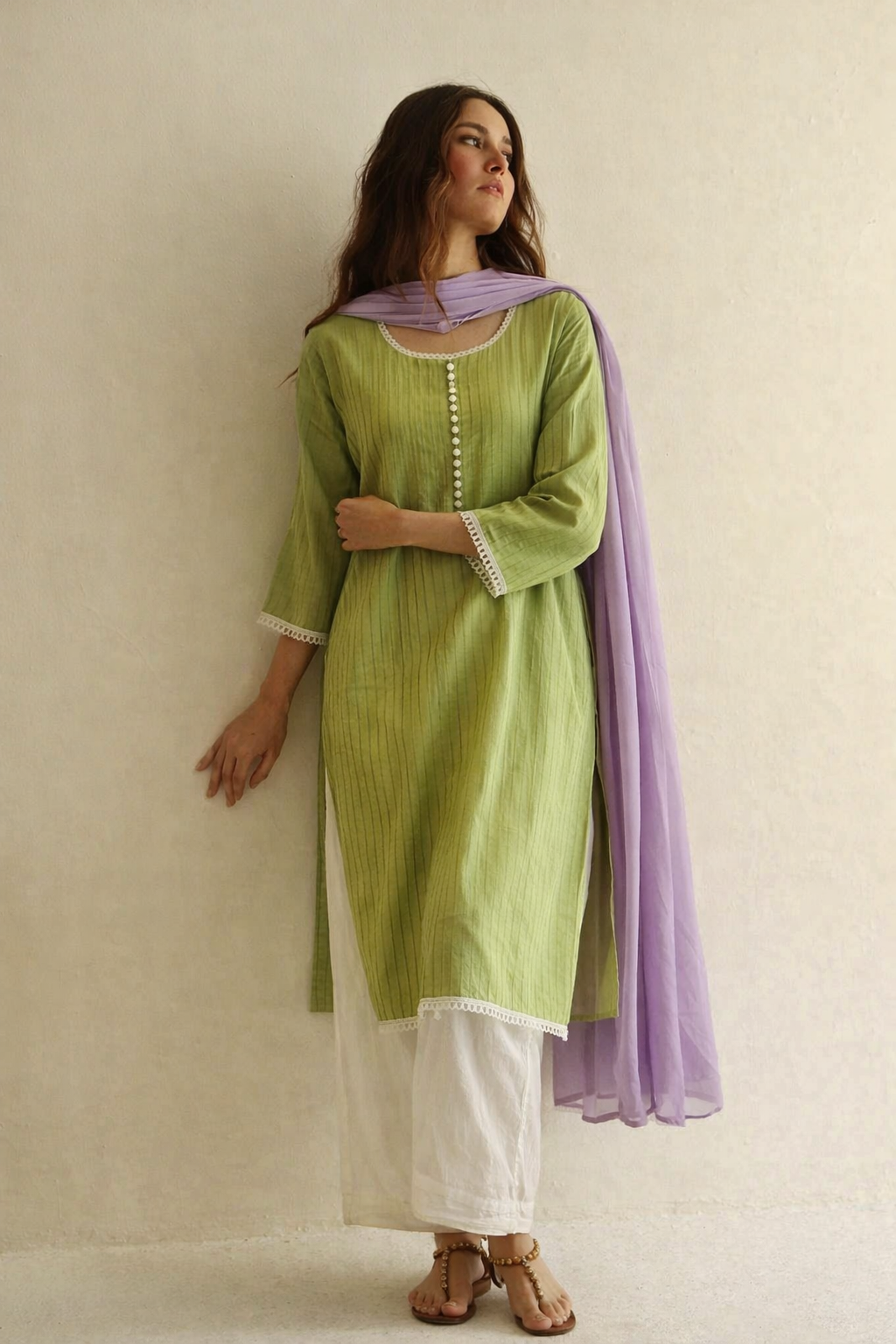 Women Green Kurta Set with Dupatta
