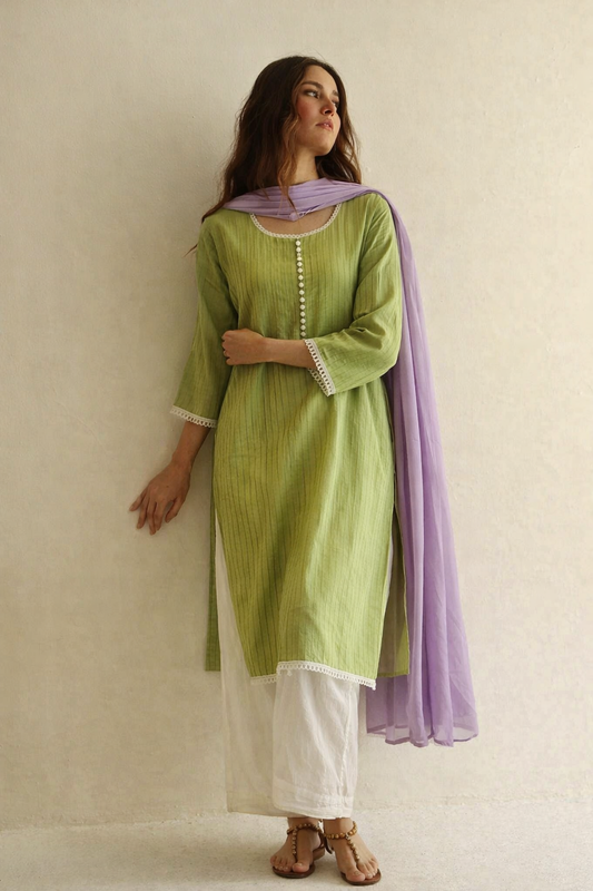 Women Green Kurta Set with Dupatta