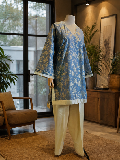 Women Blue Printed Salwar Kurta Set