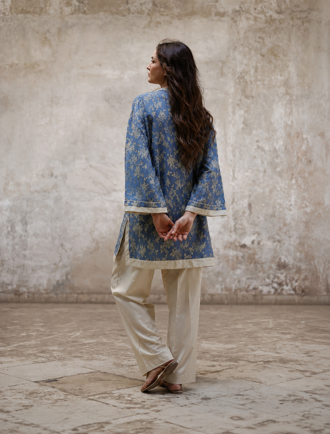 Women Blue Printed Salwar Kurta Set