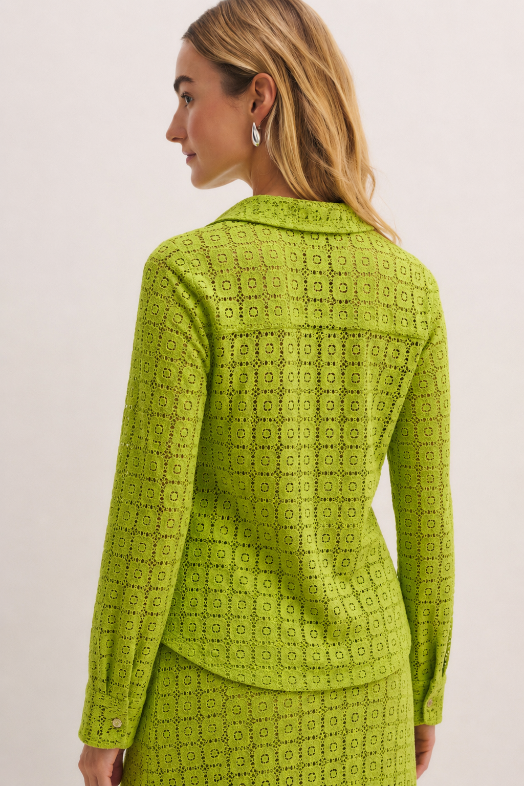 Women Green Crochet A-line skirt and Top