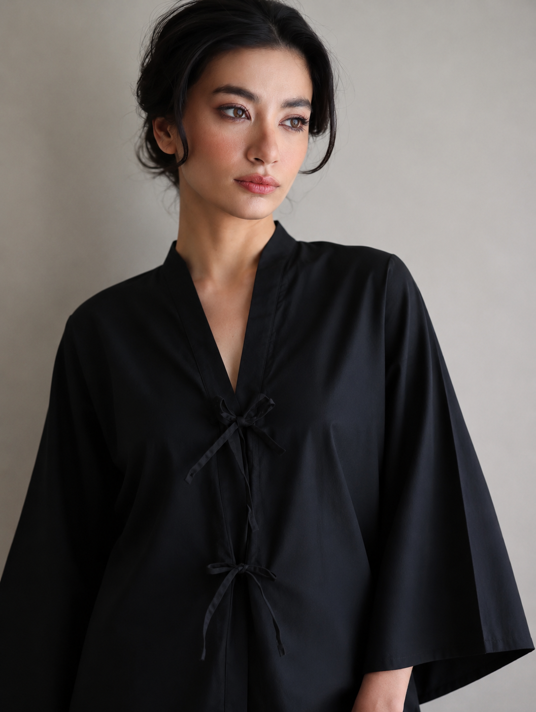 Women Black Poplin Co-ord Set