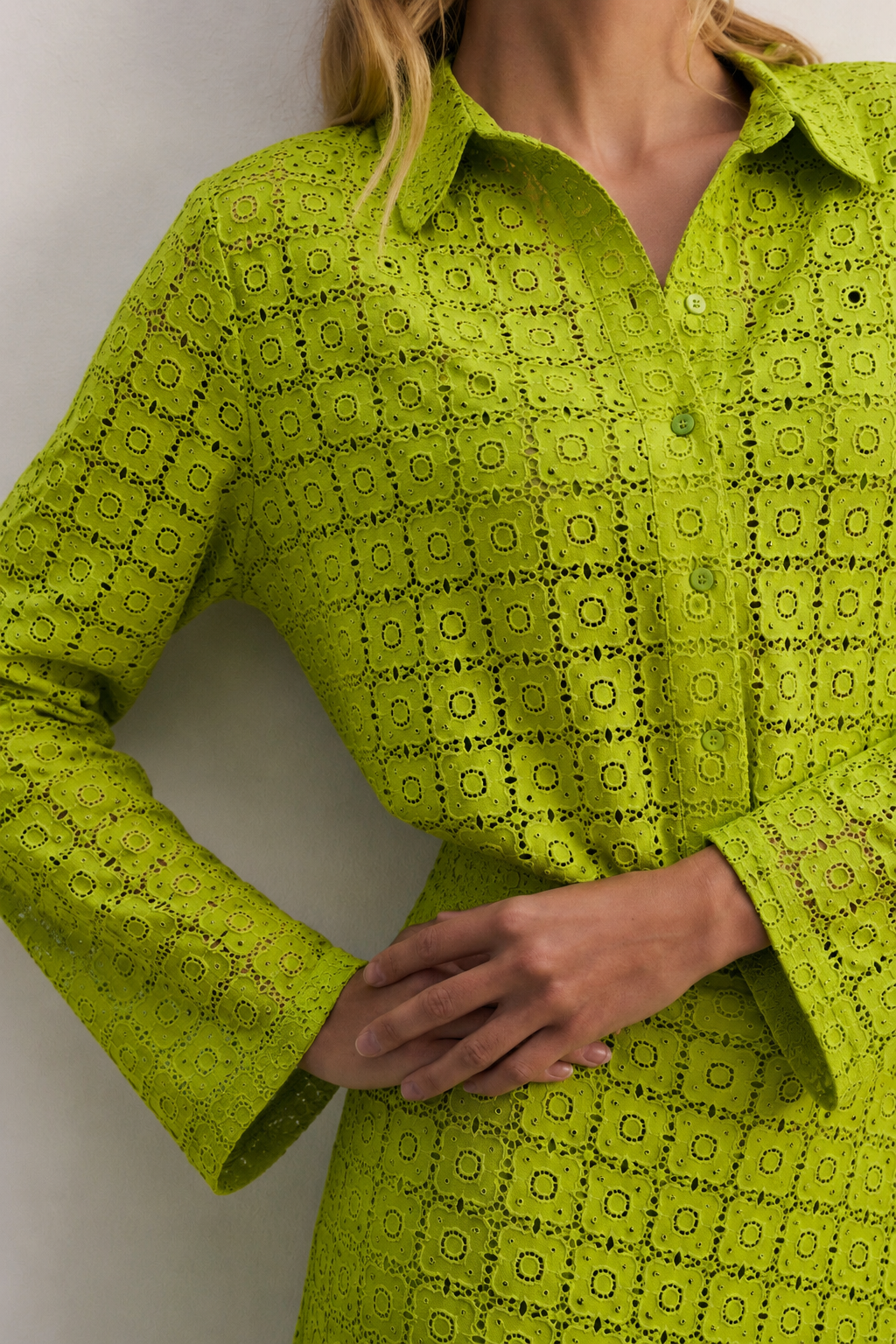 Women Green Crochet A-line skirt and Top