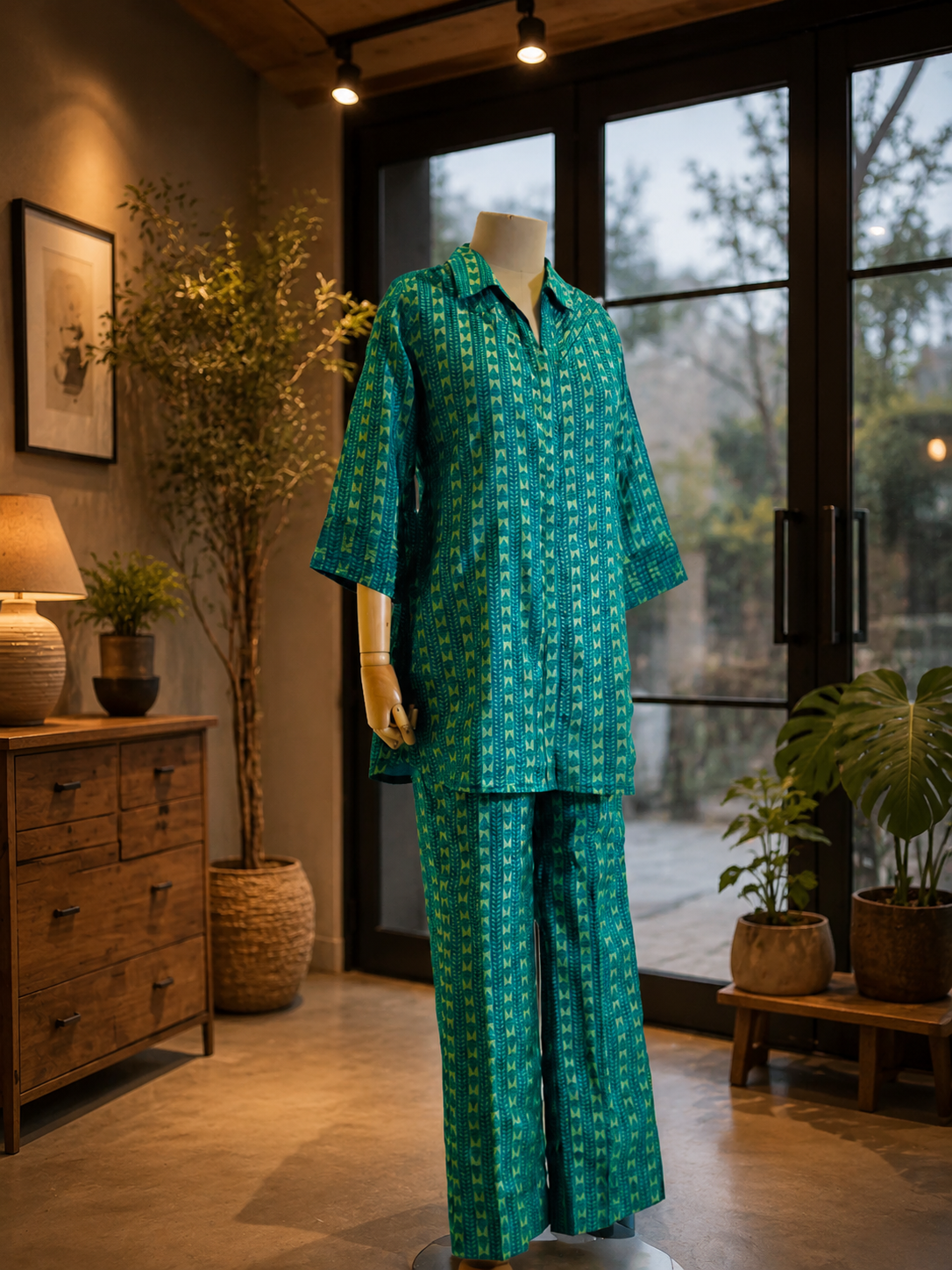 Women Green Printed Coord Set
