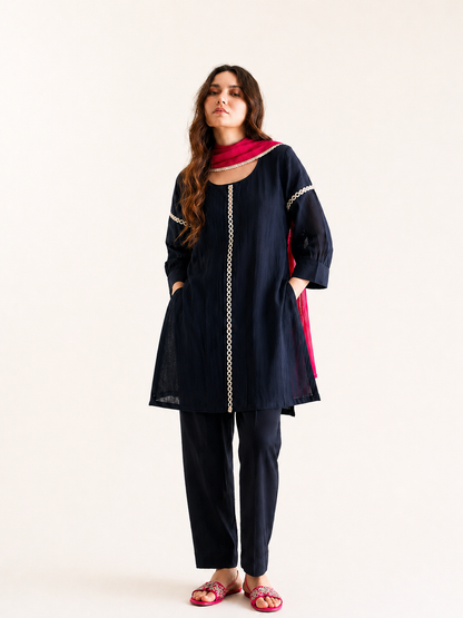 Women Black Kurta Set with Dupatta