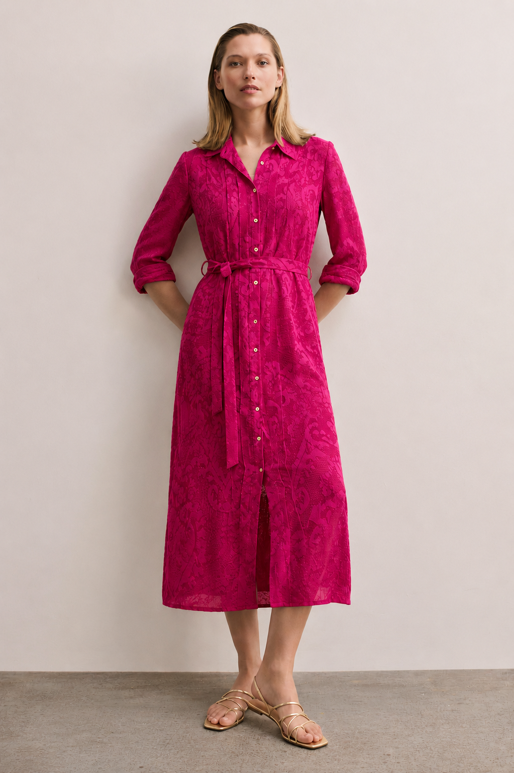 Women Magenta Lace Dress
