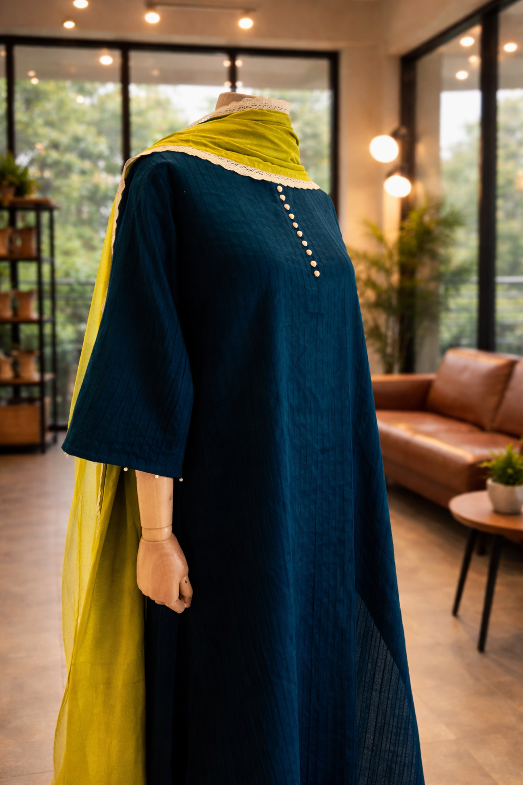 Women Teal Blue Kurta Set with Dupatta
