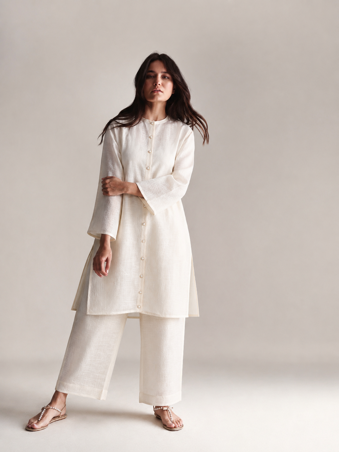 Women Sustainable Off-white Kurta Set