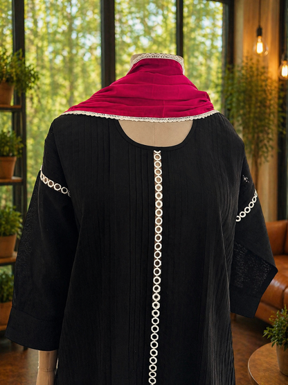 Women Black Kurta Set with Dupatta