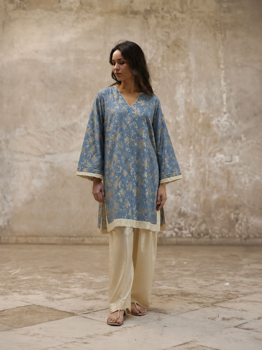 Women Blue Printed Salwar Kurta Set