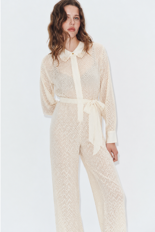 Women Off White Pure Cotton Jumpsuit