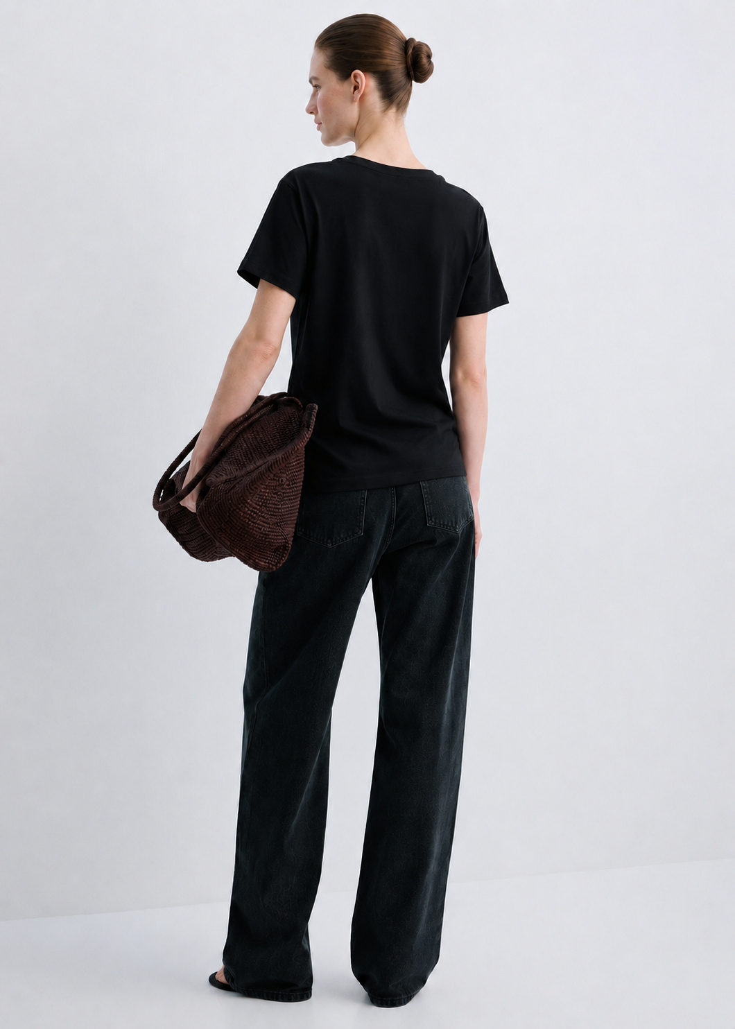 Women Black Embellished Tshirt
