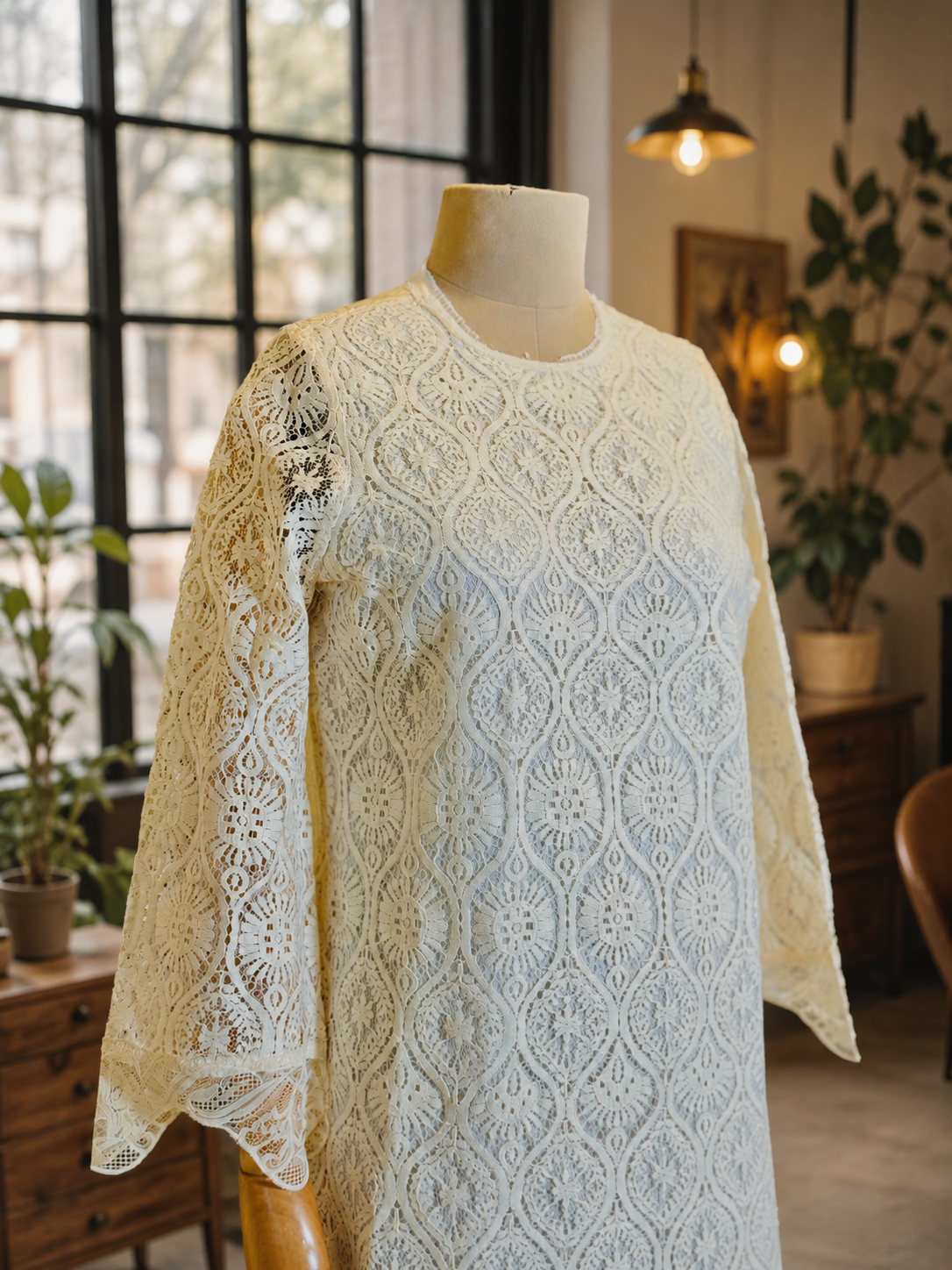 Women Off-white Lace Embroidered Maxi Dress