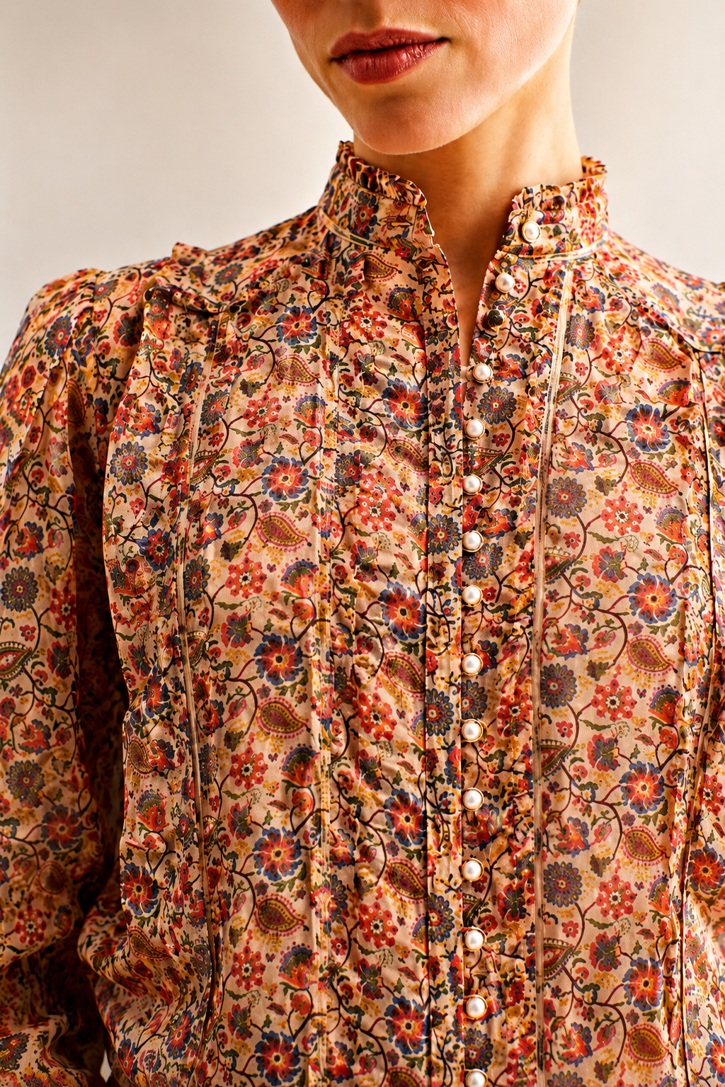 Women Floral Linen Top with Trouser Set