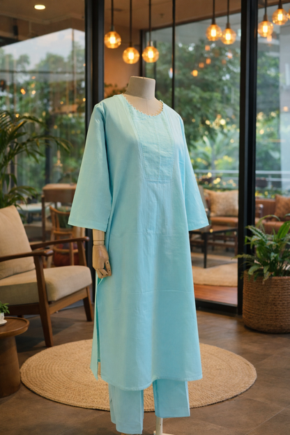 Women Embellished Turquoise Kurta Set