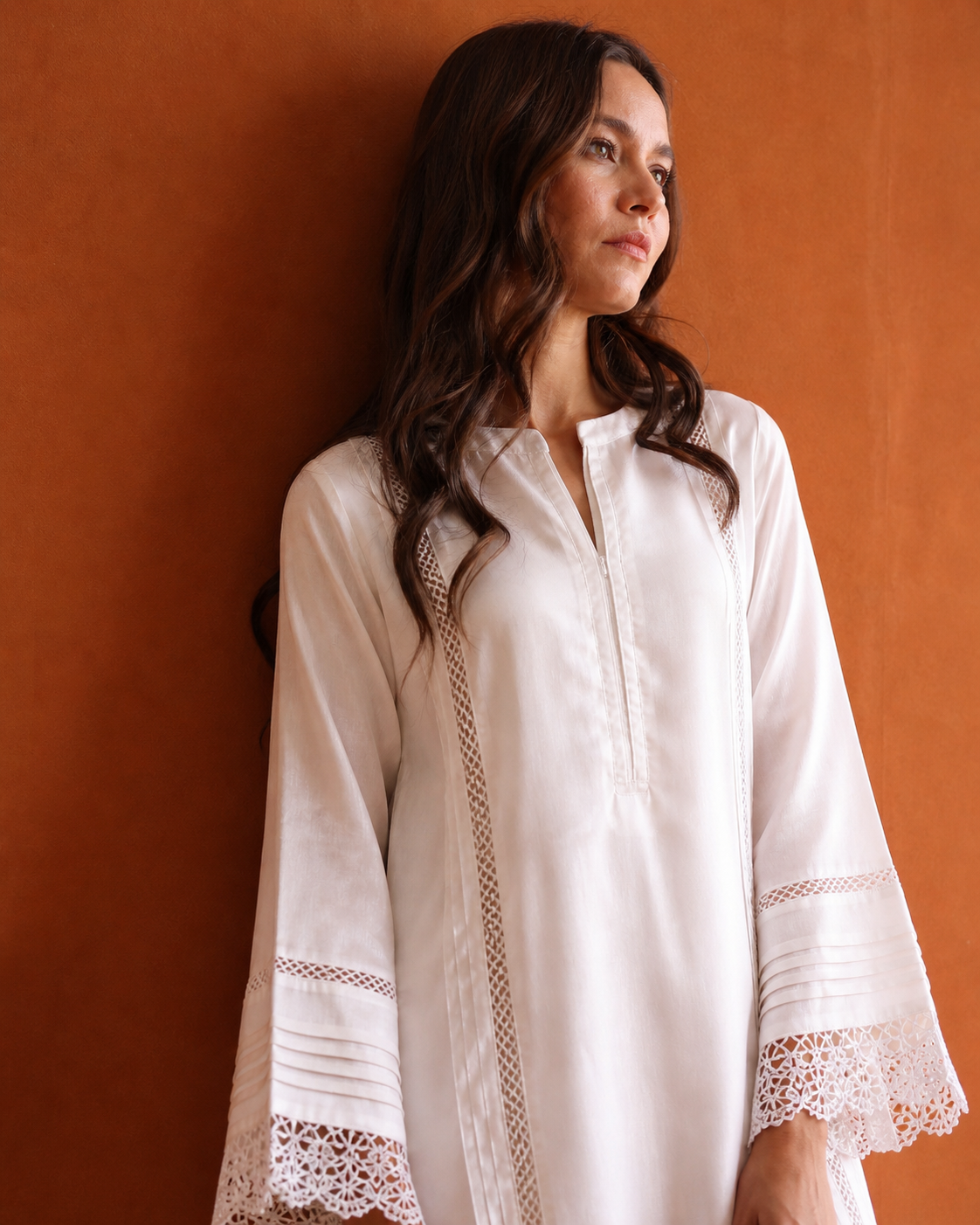 Women Pearl White Kurta Set