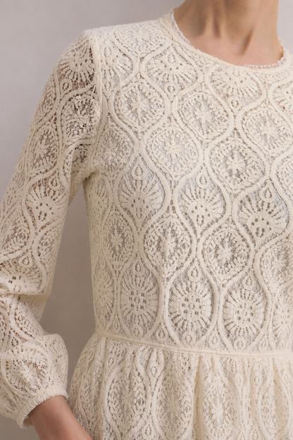 Women Off-white Lace Embroidered Maxi Dress