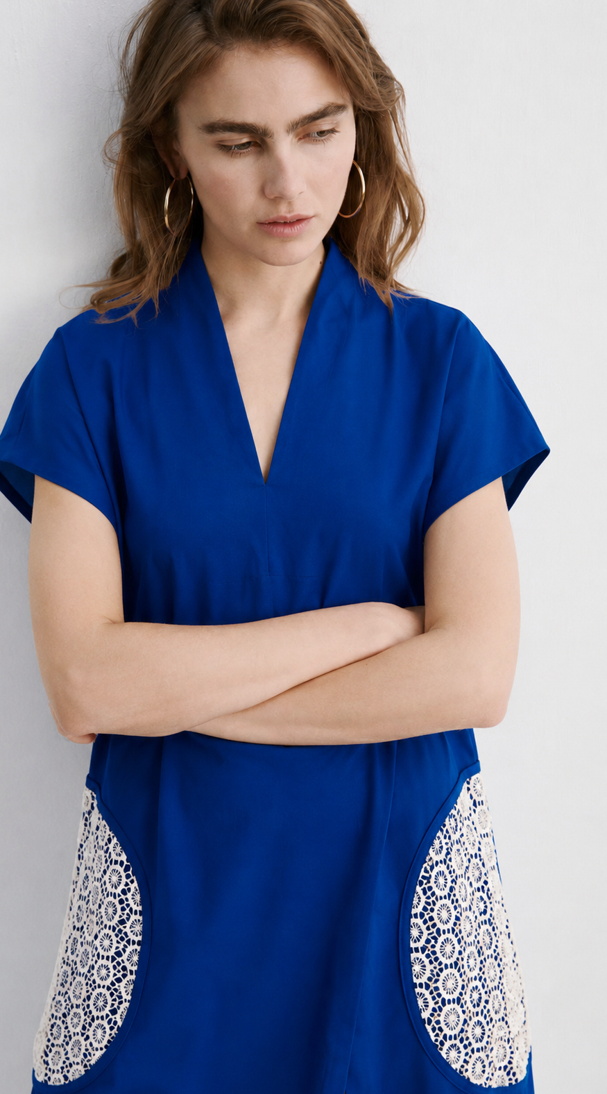 Women Electric Blue Sustainable Cotton Shift Midi Dress