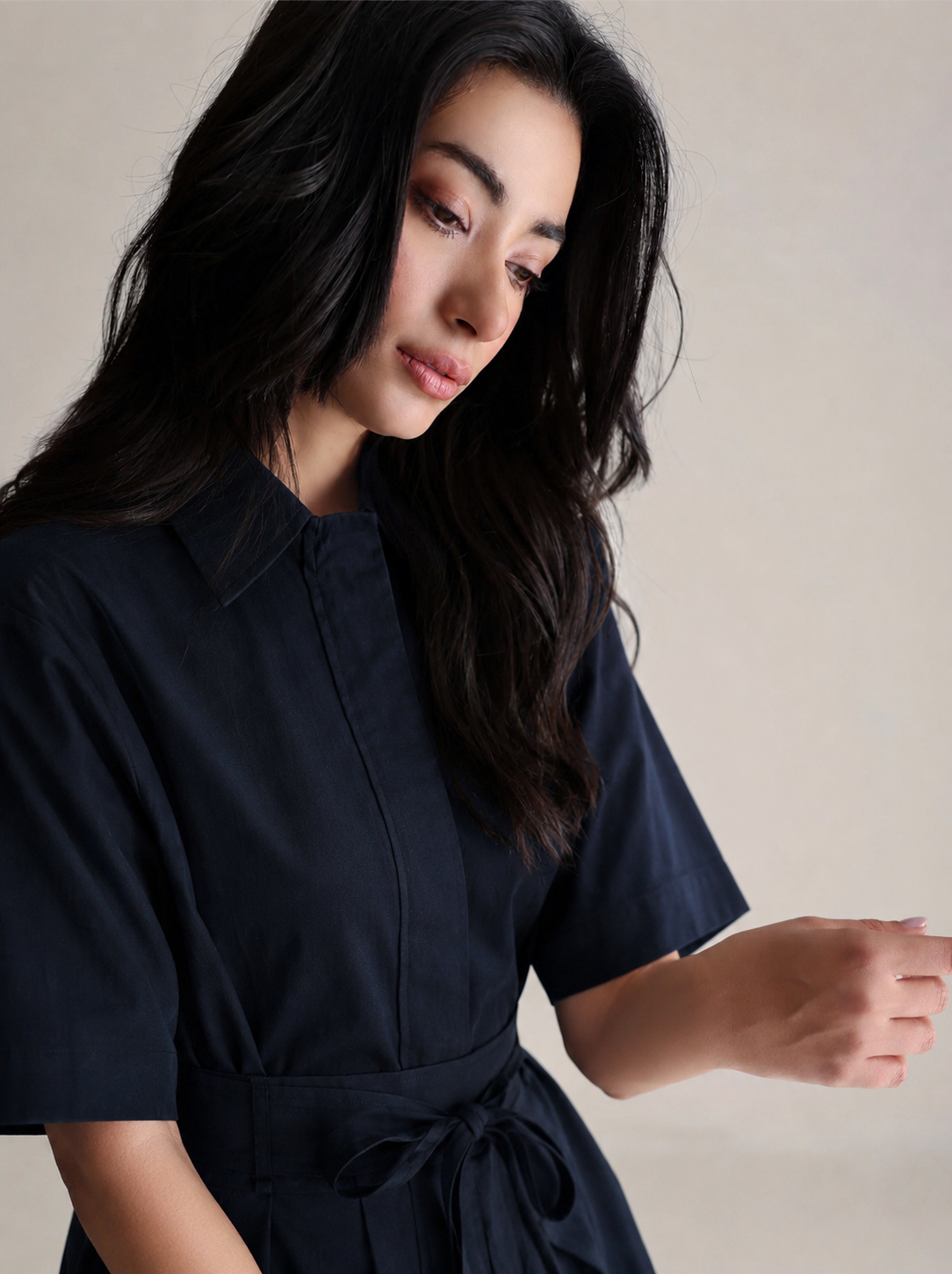 Women Black A line Dress Poplin