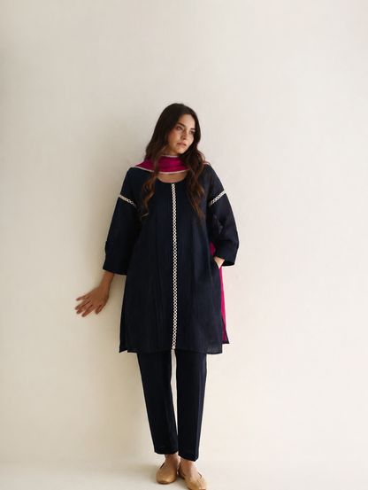 Women Black Kurta Set with Dupatta