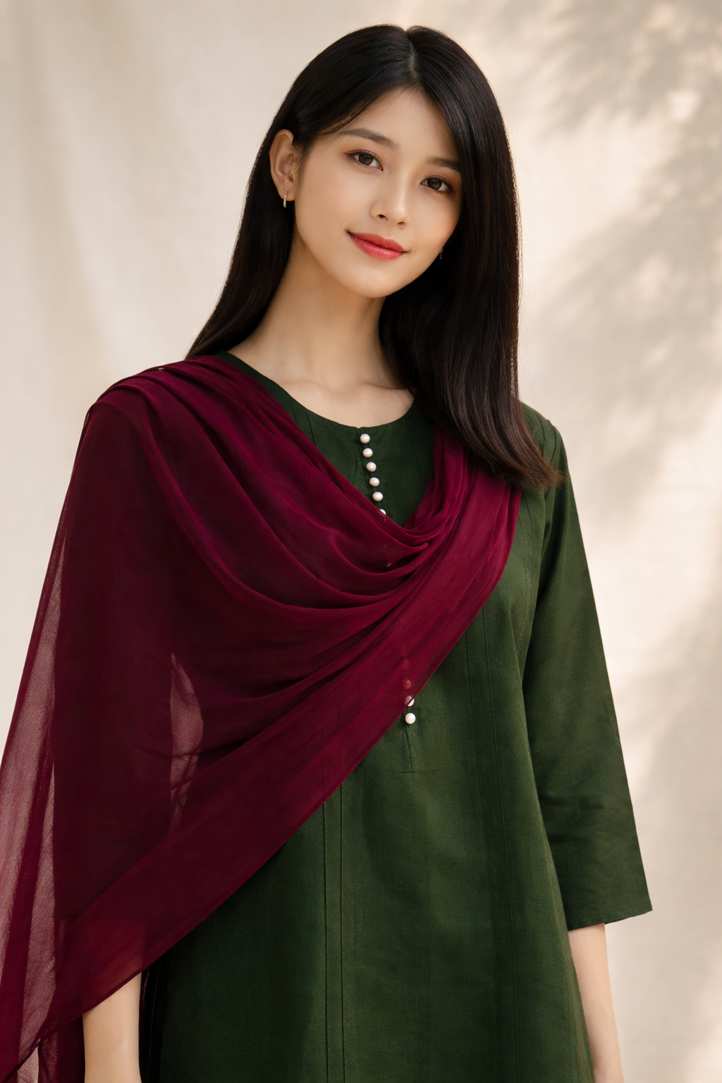Women Olive Kurta Set with Dupatta