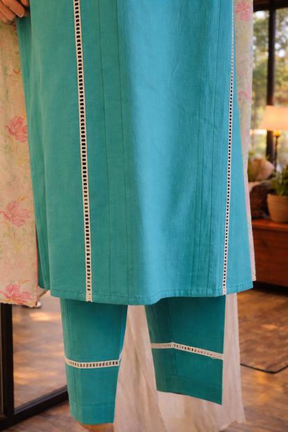 Women Blue Kurta Set with Dupatta
