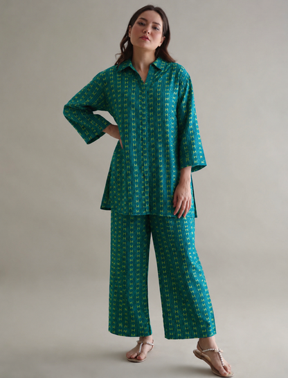 Women Green Printed Coord Set