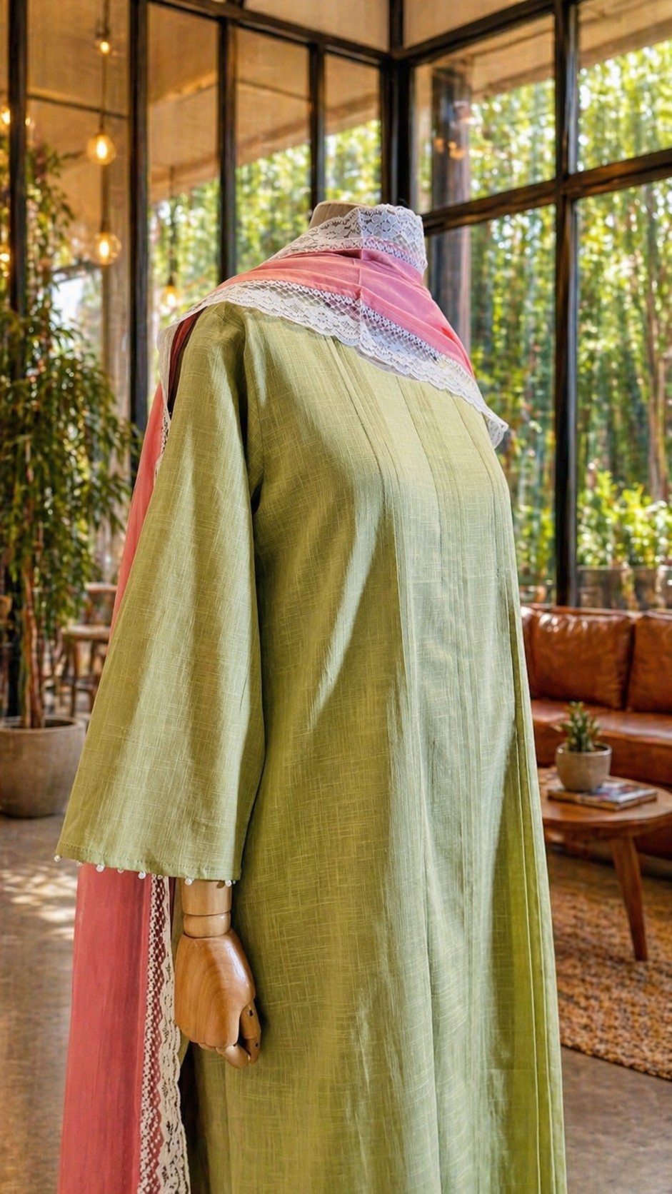Women Green and Pink Kurta Set with Dupatta