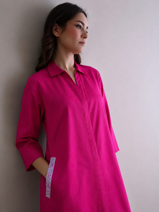Women fuschia Pure Cotton coordinate set