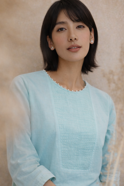 Women Embellished Turquoise Kurta Set