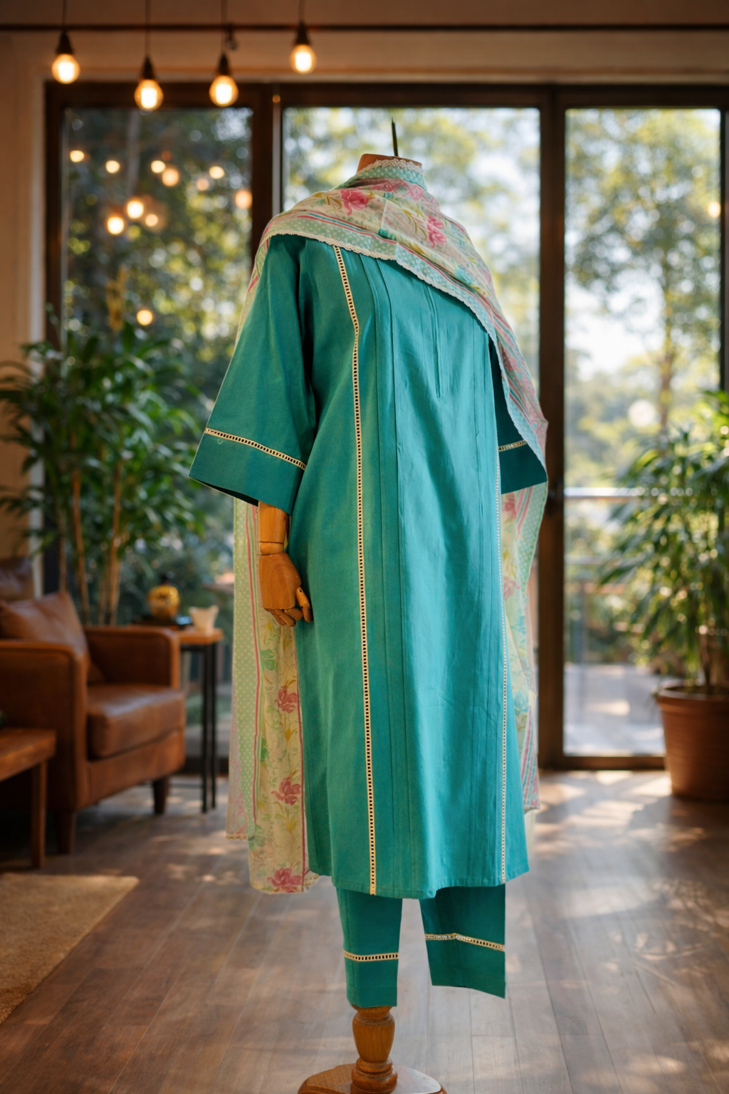 Women Blue Kurta Set with Dupatta