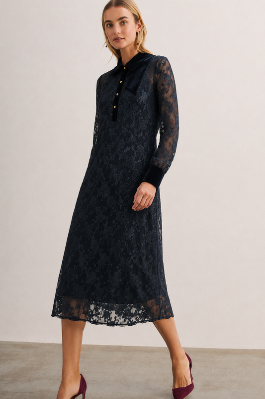 Women Black Georgette Brasso Knee Length Dress