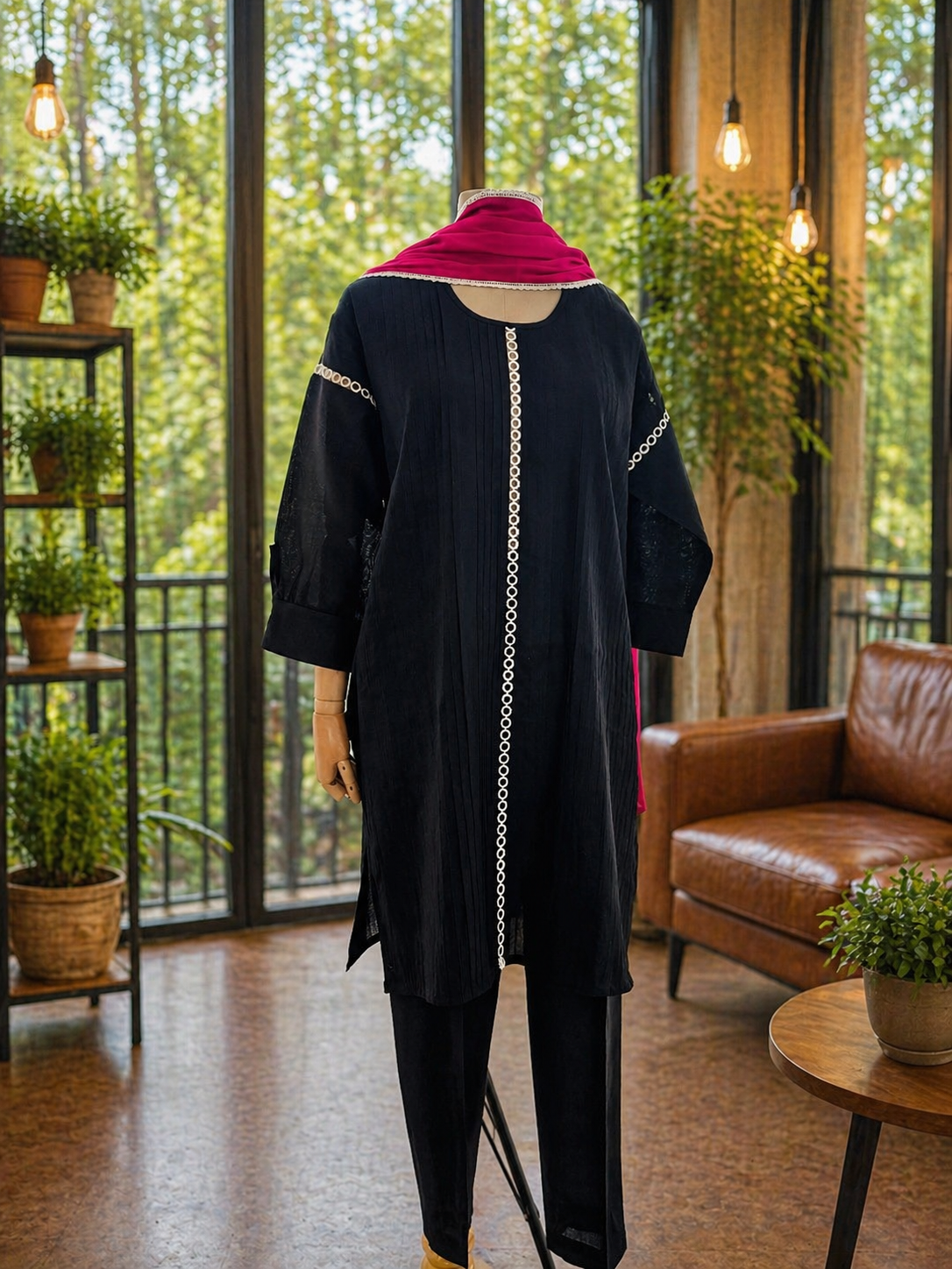 Women Black Kurta Set with Dupatta