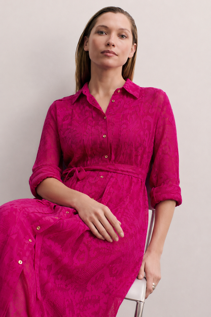 Women Magenta Lace Dress