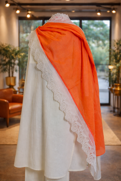 Women Cream Kurta Set with Dupatta