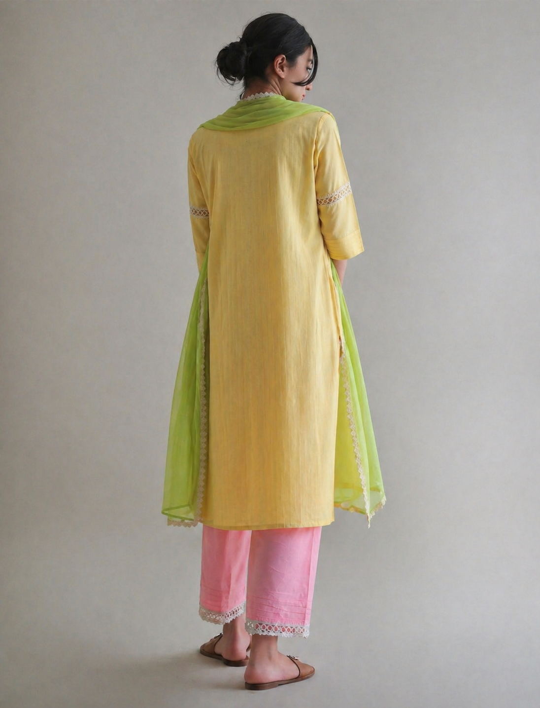 Women Yellow Cotton Kurta Set with Dupatta
