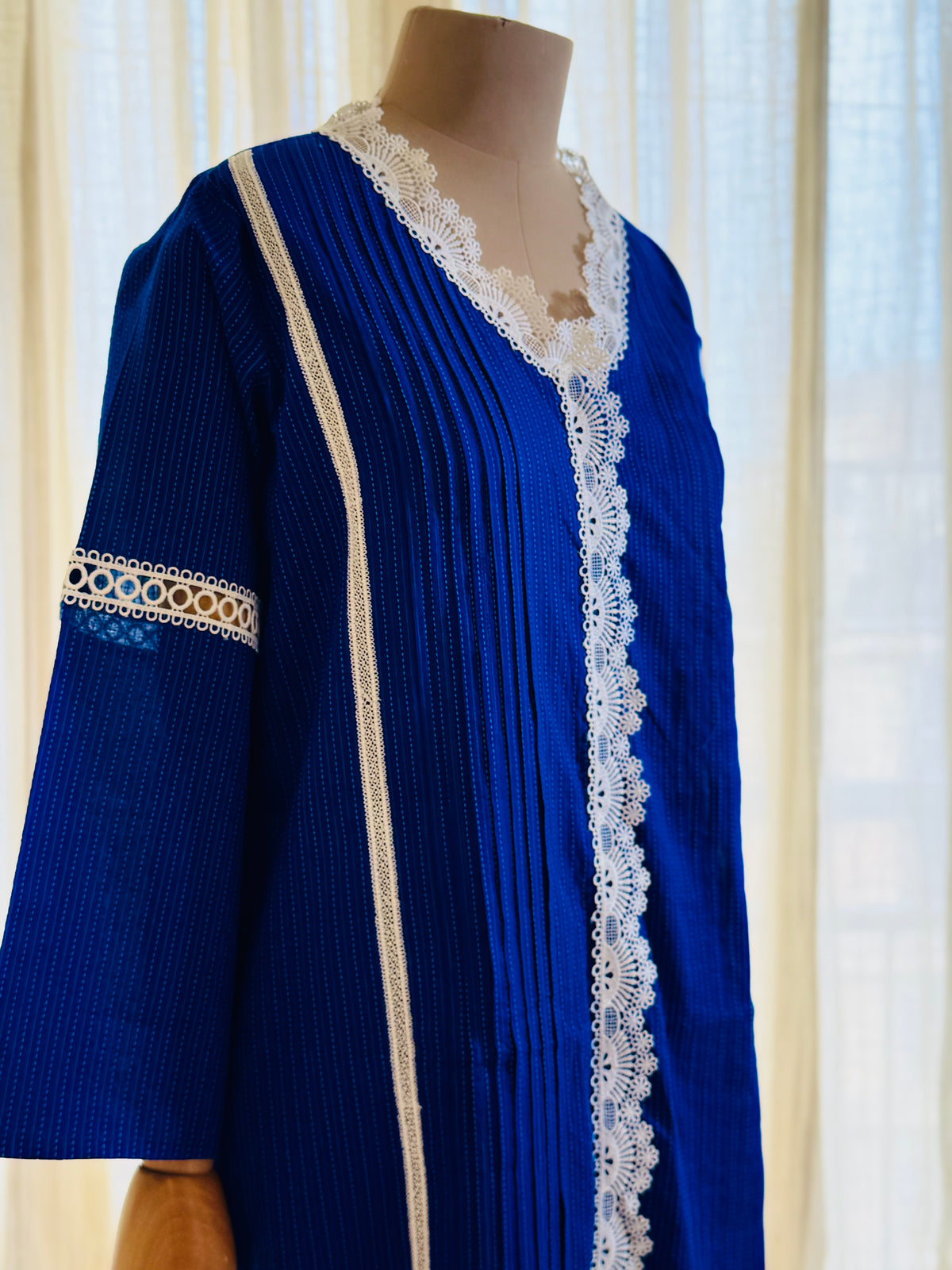 Women Navy Blue Lace Embellished Coordinate Set