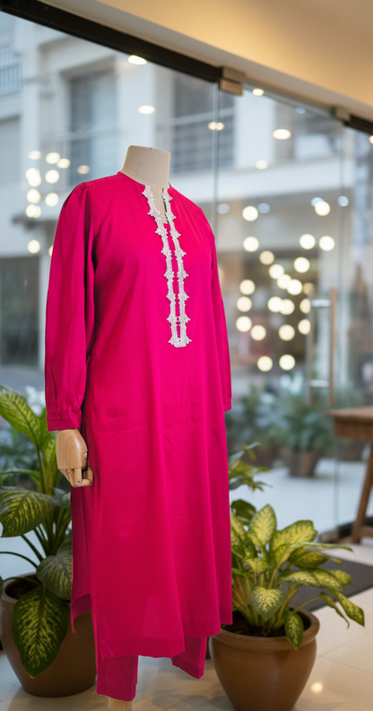 Women magenta pink kurta set