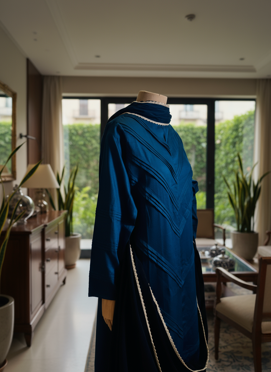 Women Teal Blue Kurta Set with Dupatta