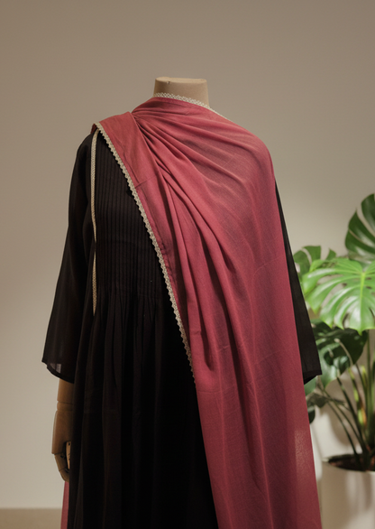 Women Brown Kurta Set with Dupatta