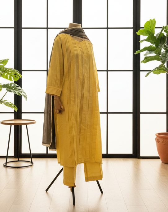 Women Yellow Kurta Set with Dupatta