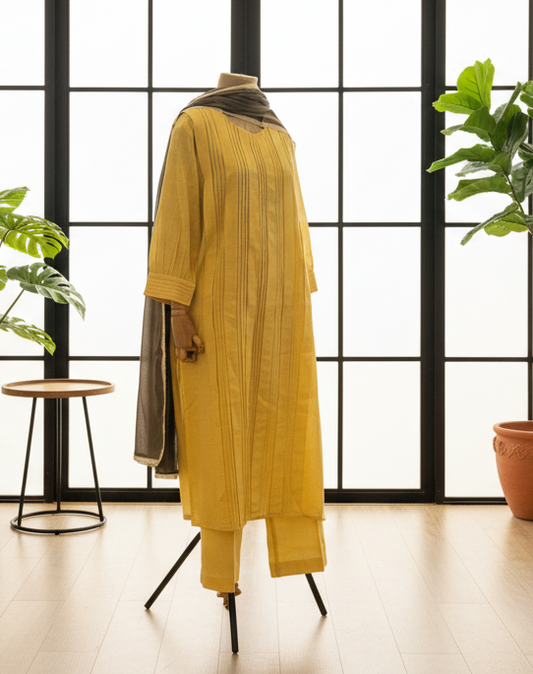 Women Yellow Kurta Set with Dupatta