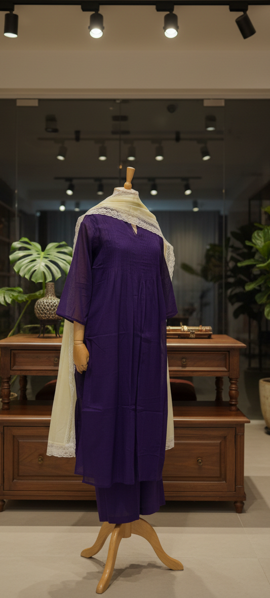 Women Purple Kurta Set with Dupatta