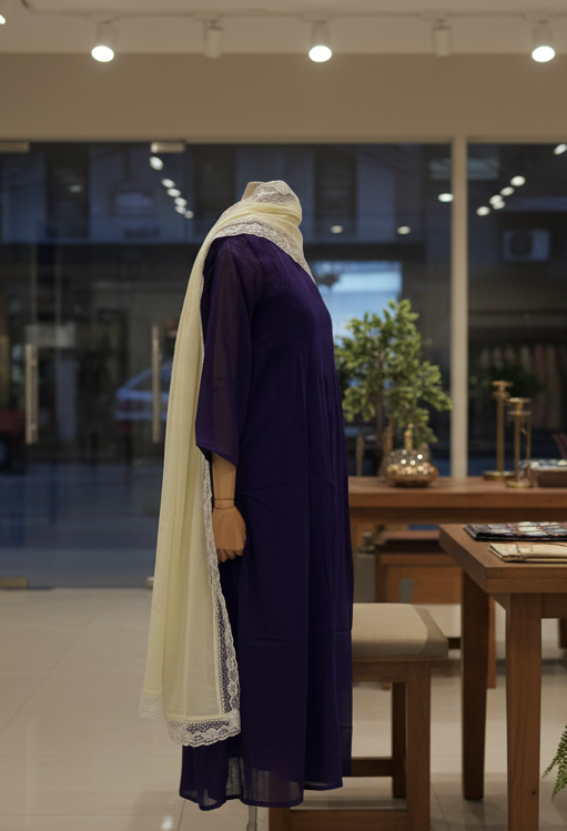 Women Purple Kurta Set with Dupatta