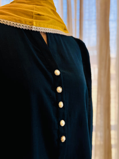 Women Embellished Teal Blue Kurta Set with Dupatta