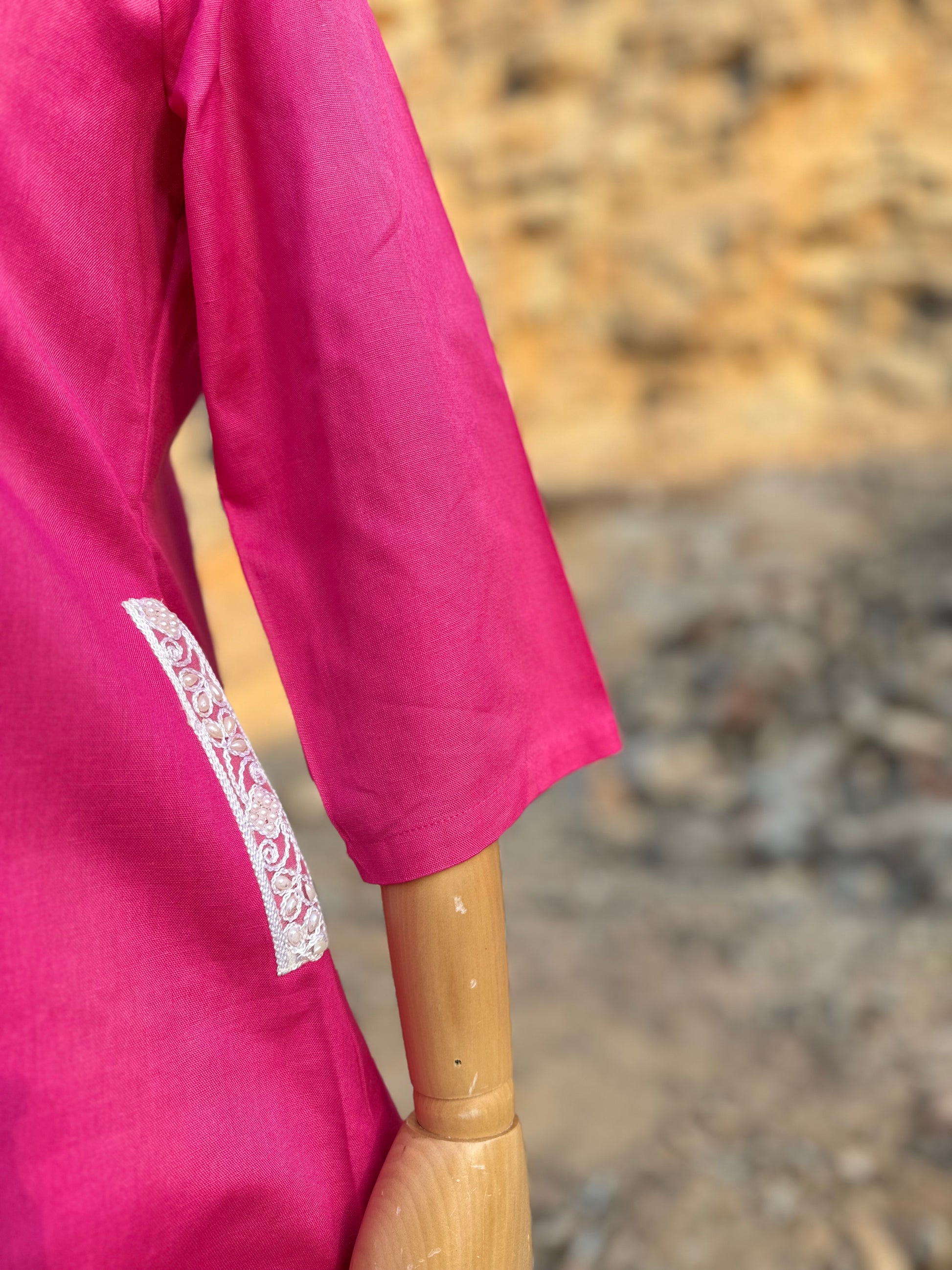 Women fuschia Pure Cotton coordinate set - Ziona MuL