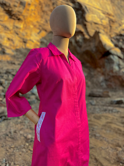 Women fuschia Pure Cotton coordinate set - Ziona MuL