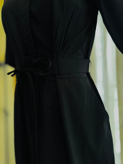 Women Black A line Dress Poplin