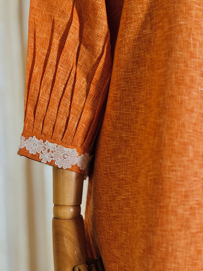 Women Rust Linen Coord Set
